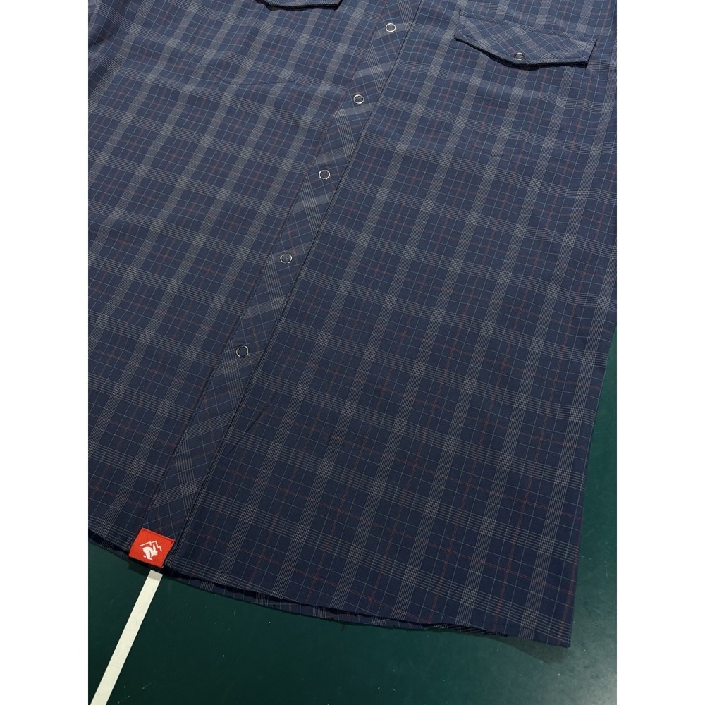 Rabbit High Country Vented Shirt Mens Large Blue Plaid Snap Trail Running Hiking - Picture 8 of 15